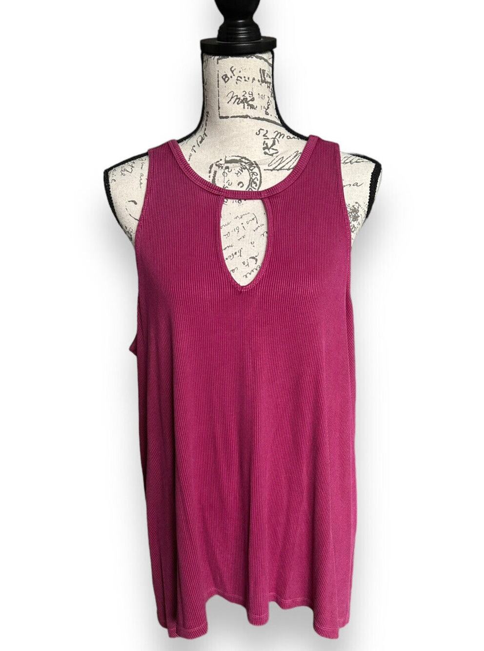 New Torrid Super Soft Knits Keyhole Neck Pink Ribbed Stretch Swing Tank Top 00